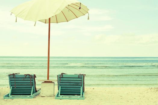 Beach Umbrella and Chairs Vintage Postcard
