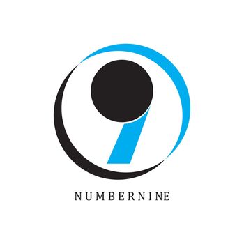 Number nine, nine icon logo vector