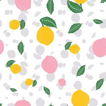 Lemon blooms vector seamless pattern design on white background