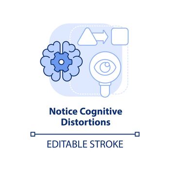 Notice cognitive distortions light blue concept icon