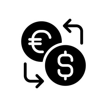 Currency exchange black glyph icon