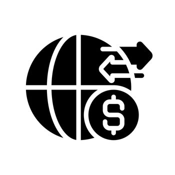 International money transfer black glyph icon