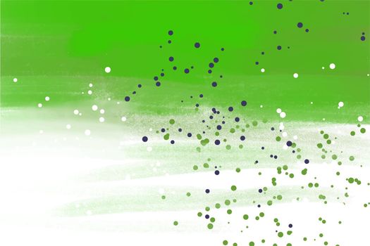 Colorful acrylic background on white canvas, green color with paint splatter