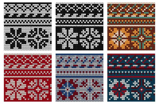 Set of Norwegian knitting seamless pattern