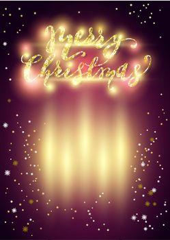 Shining Backdrop with Lettering and Lights. Vector design for Christmas and New Year Party