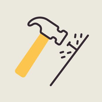 Hammer and nails vector isolated icon