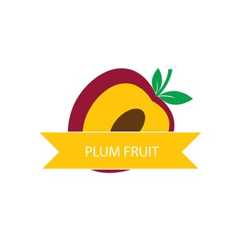 Plum fruit icon logo vector 