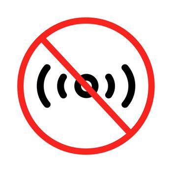Signs of radio waves and bans. Radio waves are not available. Vectors.