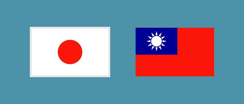Set of Japanese and Taiwanese flags. Vector.