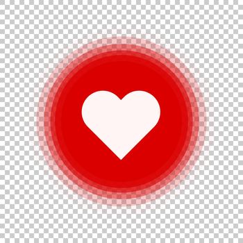Heart mark icon and ripples of affection. Vector.