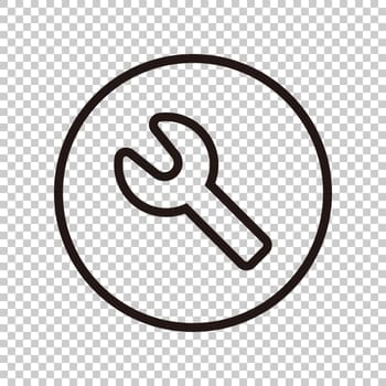 Spanner round icon isolated on transparent background. Settings button. Vector.