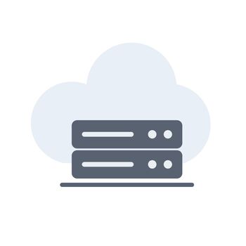 Cloud server icon. Web hosting. Server rack and cloud. Vector.