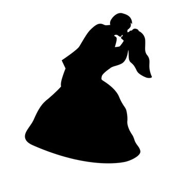 Man and woman kissing black isolated silhouette