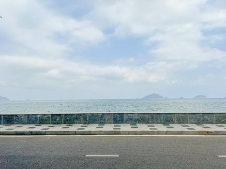 Road side view mountain and sea background
