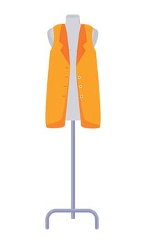 Sewing mannequin with orange jacket semi flat color vector object