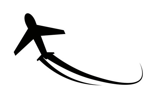Silhouette icon of an airplane ascending. Vector.