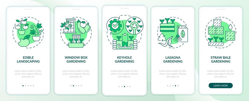 Ideas for gardeners green onboarding mobile app screen