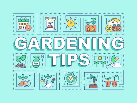 Gardening tips word concepts mint banner