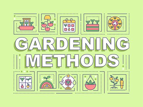 Gardening methods word concepts green banner