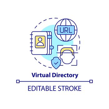 Virtual directory concept icon. Directory service abstract idea thin line illustration. Middleware application. Isolated outline drawing. Editable stroke. Arial, Myriad Pro-Bold fonts used