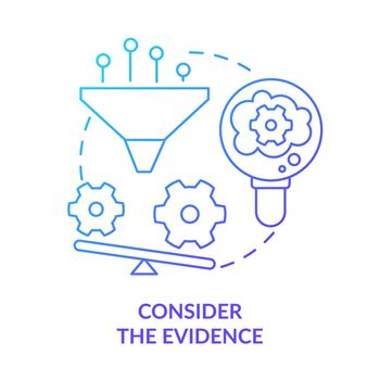 Consider evidence blue gradient concept icon