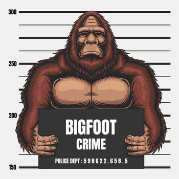 Bigfoot crime vector illustration
