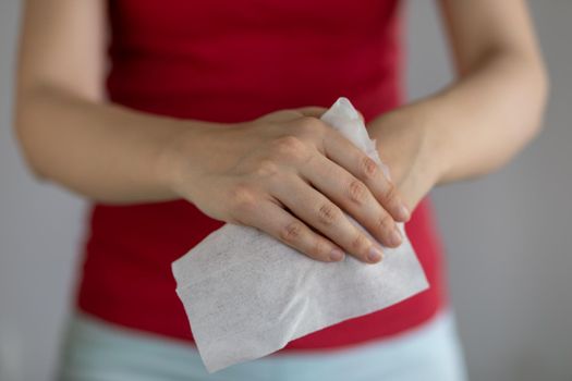 Cleaning hands with baby wet wipes - prevention of infectious diseases