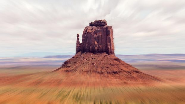 Monument Valley, popular turistic place in Utah, USA With motion blur effect
