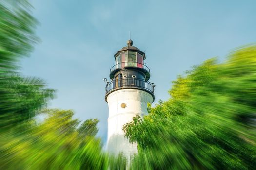 Key West Lighthouse, Florida USA with motion blur effect