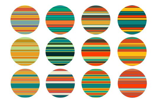 Circles in retro colors, round backgrounds, colourful