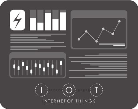 Dashboard with internet of things data. IoT concept. Vector illustration.