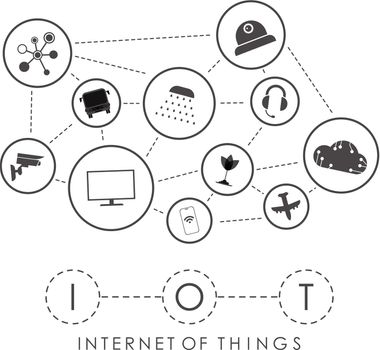 Internet of things concept. A set of icons connected to each other in one Internet network. Good for presentations. Vector
