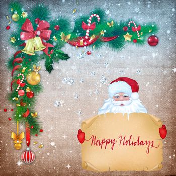 Christmas greeting card with the image of Santa Claus.