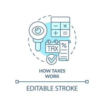 How taxes work turquoise concept icon