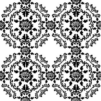 Seamless old fashioned floral pattern. Vector victorian ornament with flowers for fabric design, ceramic tile or wallpaper.