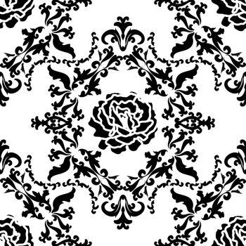 Ornate floral damask pattern. Seamless victorian ornament. Vector floral pattern for fabric, ceramic tile or wrapping paper design.