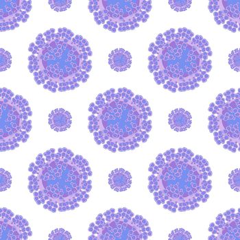 Purple virus cells on white background