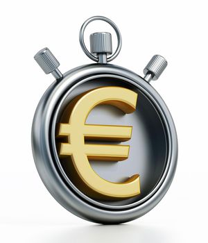 Euro symbol inside chronometer isolated on white background. 3D illustration