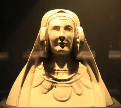 Iberian bust of a lady exhibited in the Archaeological Museum of Alicante