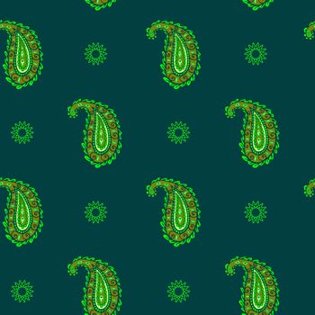 Vector seamless background with paisley patterns.