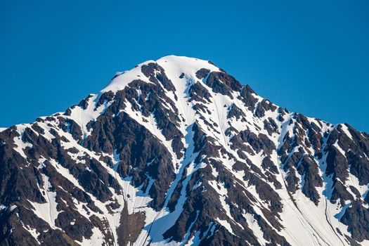 Peak of mountain overlooking Seward in Alaska