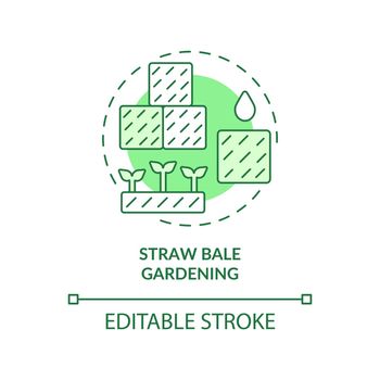 Straw bale gardening green concept icon