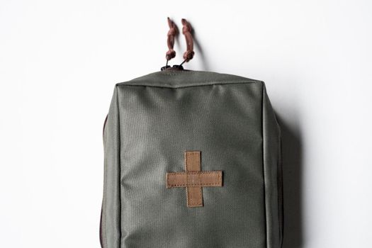 Army first aid kits on white background.