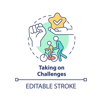 Taking on challenges concept icon