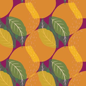 Lemons vector repeat pattern design on purple background