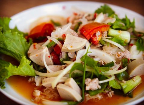 spicy vietnamese sausage salad Thai street food