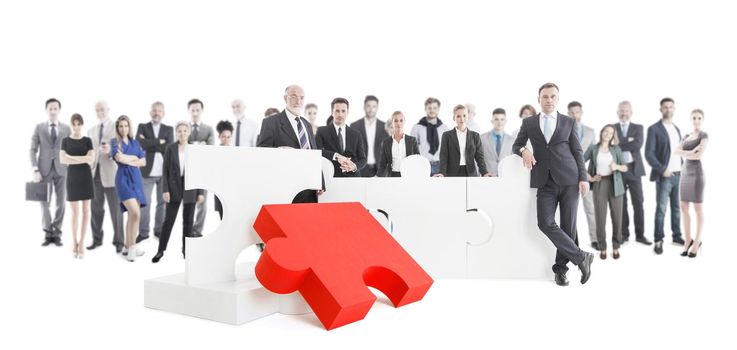 Business team with puzzle