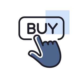 Finger pointing to buy sign vector icon