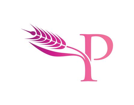 Wheat Grain Initial Logo Letter P