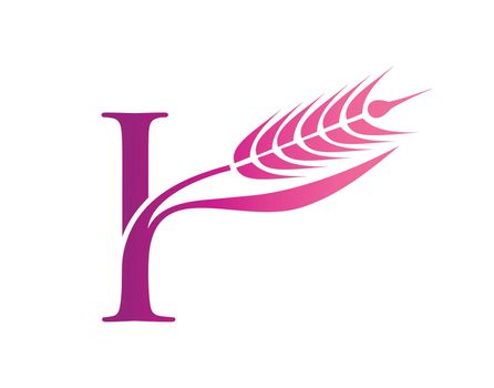 Wheat Grain Initial Logo Letter I